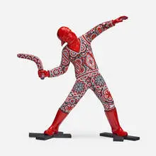 Chroma, Return on Your Money, 2023, Huichol style color-beaded resin sculpture