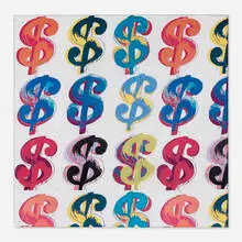 Tom Dash, Dollar Sign, 2017, collage on canvas