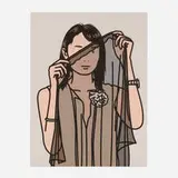 Hijri with veil (from the 26 Portraits series) by Julian Opie, 2005, screenprint in colors, sold Sep 2023