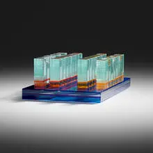 Tom Patti, Jaeger-Chess-Set, 1987, glass