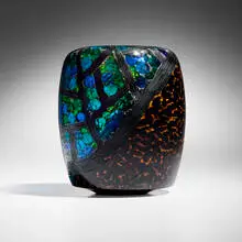Notturno vase by Yoichi Ohira, 2004, hand-blown glass with murrine inserts and partial inciso surface, sold May 2025