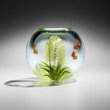 Mark Peiser, Paperweight vase with butterflies, 1979, hand-blown and internally decorated glass