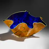 Cobalt Blue Macchia with Lime Yellow Lip Wrap by Dale Chihuly, 1995, hand-blown glass, sold May 2025