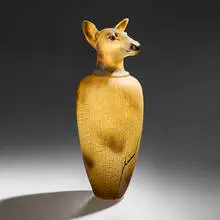 William Morris, Canopic Jar: Cow Elk, 1993, blown and hot-sculpted glass