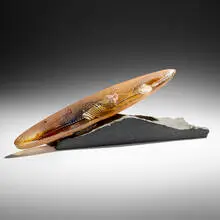 Bertil Vallien, Destination X Canoe, 1989, sand casted glass, metal, stone