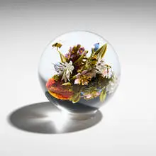 Paul Stankard, Botanical orb, 2012, lampworked glass, polished clear glass