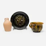 George E. Ohr, Collection of three works, 1897-1900, glazed earthenware, bisque earthenware