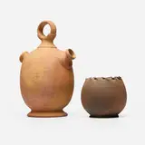 George E. Ohr, Jug and vase, 1897-1910, bisque earthenware