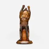 George E. Ohr, Novelty baby-in-a-barrel, 1897-1900, glazed earthenware