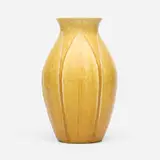 Vase with leaves by Wilhelmina Post for Grueby Faience Company, 1898-1910, glazed earthenware, sold May 2025
