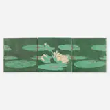 Grueby Faience Company, Three-tile frieze with water lilies