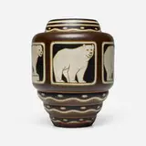 Jan Wind for Boch Frères Keramis, Large Art Deco vase with polar bears, c. 1926, glazed stoneware