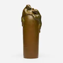 Van Briggle Pottery, Climbing Bear vase, 1919, glazed earthenware