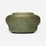 Van Briggle Pottery, Vase with faces, 1907-11, glazed earthenware