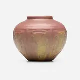Van Briggle Pottery, Vase with stylized leaves, c. 1907, glazed earthenware