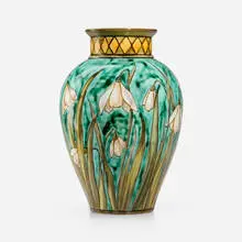 John Bennett, Vase with snowdrops, 1877, glazed earthenware