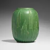 Grueby Faience Company, Vase with alternating leaves