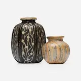 Martin Brothers Pottery, Vases, set of two, 1903, 1906, salt-glazed stoneware