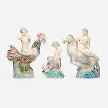 Charles Vyse, Collection of three works, c. 1925, hand-painted and glazed earthenware