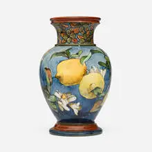 Doulton Lambeth, Vase with lemons, 1872-1914, glazed earthenware