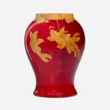 Royal Doulton, Flambé vase with koi fish, c. 1915, glazed and gilt porcelain