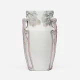 Karl Lindstrom for Rörstrand, Monumental vase with leafy branches, c. 1900, carved and glazed porcelain