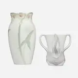 Rörstrand and Royal Copenhagen, Vases, set of two, c. 1900, carved and glazed porcelain