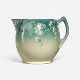Large Rozane Royal Light pitcher with grapevines by Harry Larzelere for Roseville Pottery, sold Jun 2023