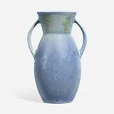 Roseville Pottery, Blue Windsor vase with leaves, model 554-10