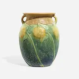 Sunflower vase, model 491-8 by Roseville Pottery, c. 1933, glazed earthenware, sold Jun 2023