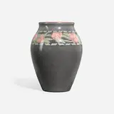 Rare French Red vase with flowers and lattice by Sara Sax for Rookwood Pottery, sold Jun 2023