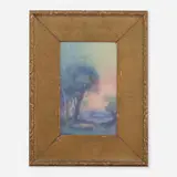 Ruby Glow (Vellum plaque) by Fred Rothenbusch for Rookwood Pottery, 1924, glazed earthenware, original frame, sold Jun 2023