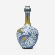William De Morgan, Vase with dragons and rampant lions, 1900-1907, luster-glazed earthenware