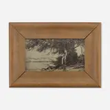 Along the Ohio (Rare Vellum plaque) by Edward Timothy Hurley, 1914, glazed earthenware, original frame, sold Jun 2023