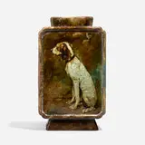 Hound portrait vase by Félix Lafond for Faïencerie de Gien, sold Jun 2023