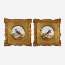 Barr Flight & Barr, Worcester ornithological plaques, set of two, c. 1820, glazed and painted porcelain