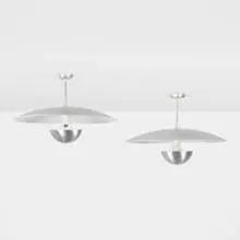 Gotham Lighting, Ceiling lamps, pair, c. 1955, aluminum, enameled aluminum