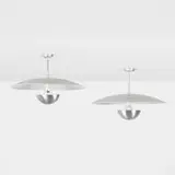 Gotham Lighting, Ceiling lamps, pair, c. 1955, aluminum, enameled aluminum