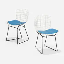 Children's chairs, pair by Harry Bertoia, enameled steel, vinyl, sold Sep 2022