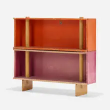 Swingline bookcase by Henry P. Glass, 1952, lacquered wood, birch plywood, sold Sep 2022