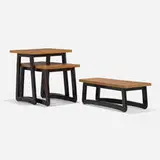 attribution Paul László, Nesting tables, set of three, c. 1945, lacquered wood, teak veneer