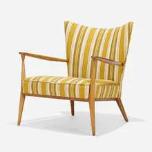 Lounge chair, model 1321 by Paul McCobb, c. 1955, walnut, upholstery, sold Sep 2022