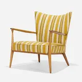 Lounge chair, model 1321 by Paul McCobb, c. 1955, walnut, upholstery, sold Sep 2022