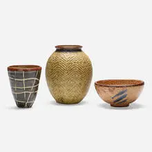 Jerome Ackerman, Collection of three vessels, 1997-1998, glazed stoneware