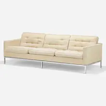 Florence Knoll, Sofa, 1954 / 1971, upholstery, chrome-plated steel