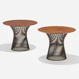 Occasional tables model 3710, pair by Warren Platner, 1966 / 1972, oak, chrome-plated steel, sold Sep 2022