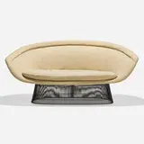 Warren Platner, Settee, model 1716, 1966, bronze-plated steel, upholstery