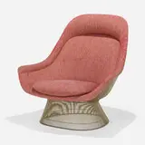 Lounge chair by Warren Platner, 1966 / 1981, chrome-plated steel, upholstery, sold Sep 2022
