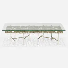 Don Drumm, Coffee table, c. 1965, cast aluminum, chrome-plated steel, glass