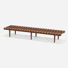 John Keal, Bench, c. 1955, stained mahogany, bleached mahogany